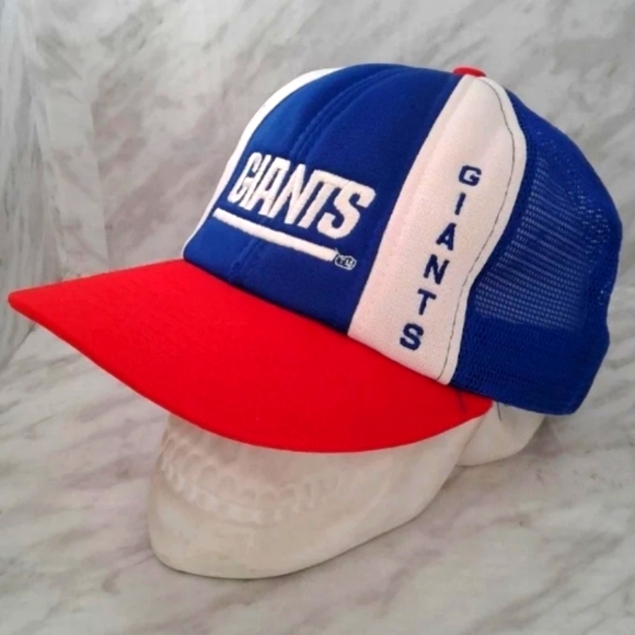 New York Giants AJD Lucky Stripes krystal NFL Vintage 80's Trucker Snapback hat - Picture 2 of 5
